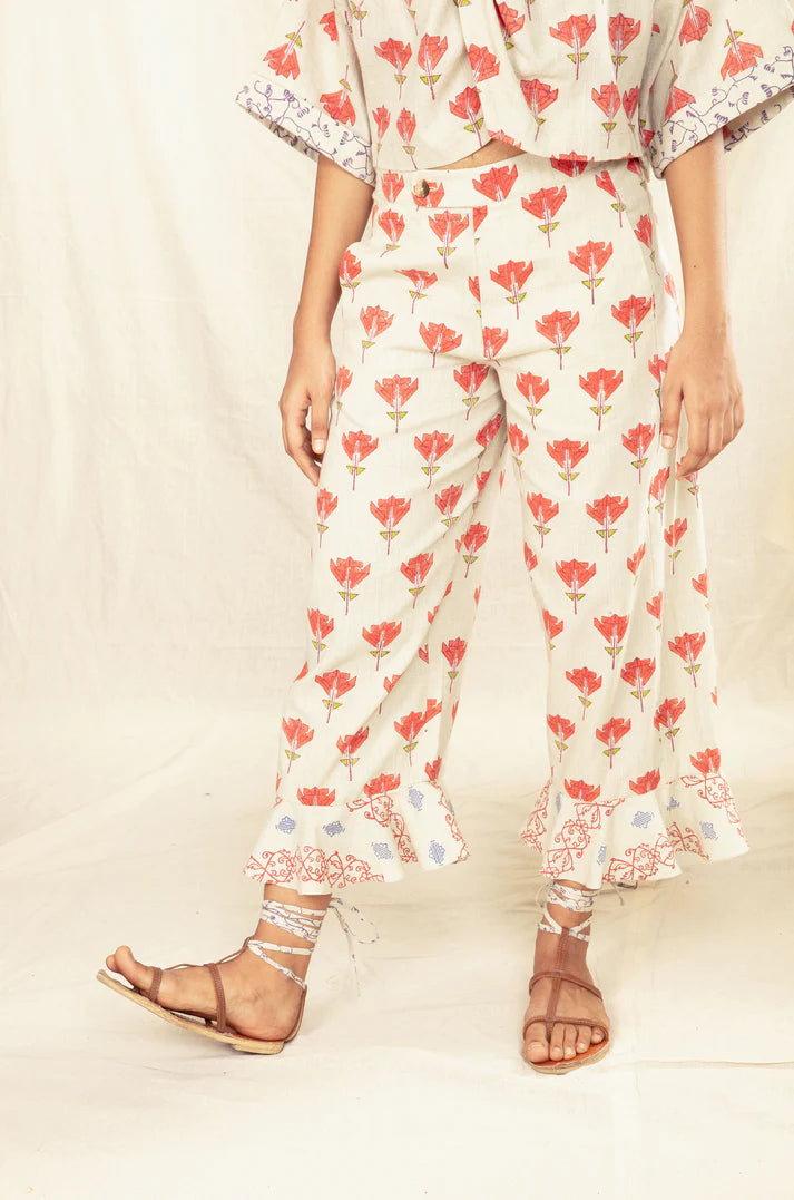 Culotte Pants With Ruffles