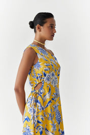 Yellow Pineapple One Shoulder Dress