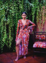 Royal Poinciana Ruched Sarong Skirt