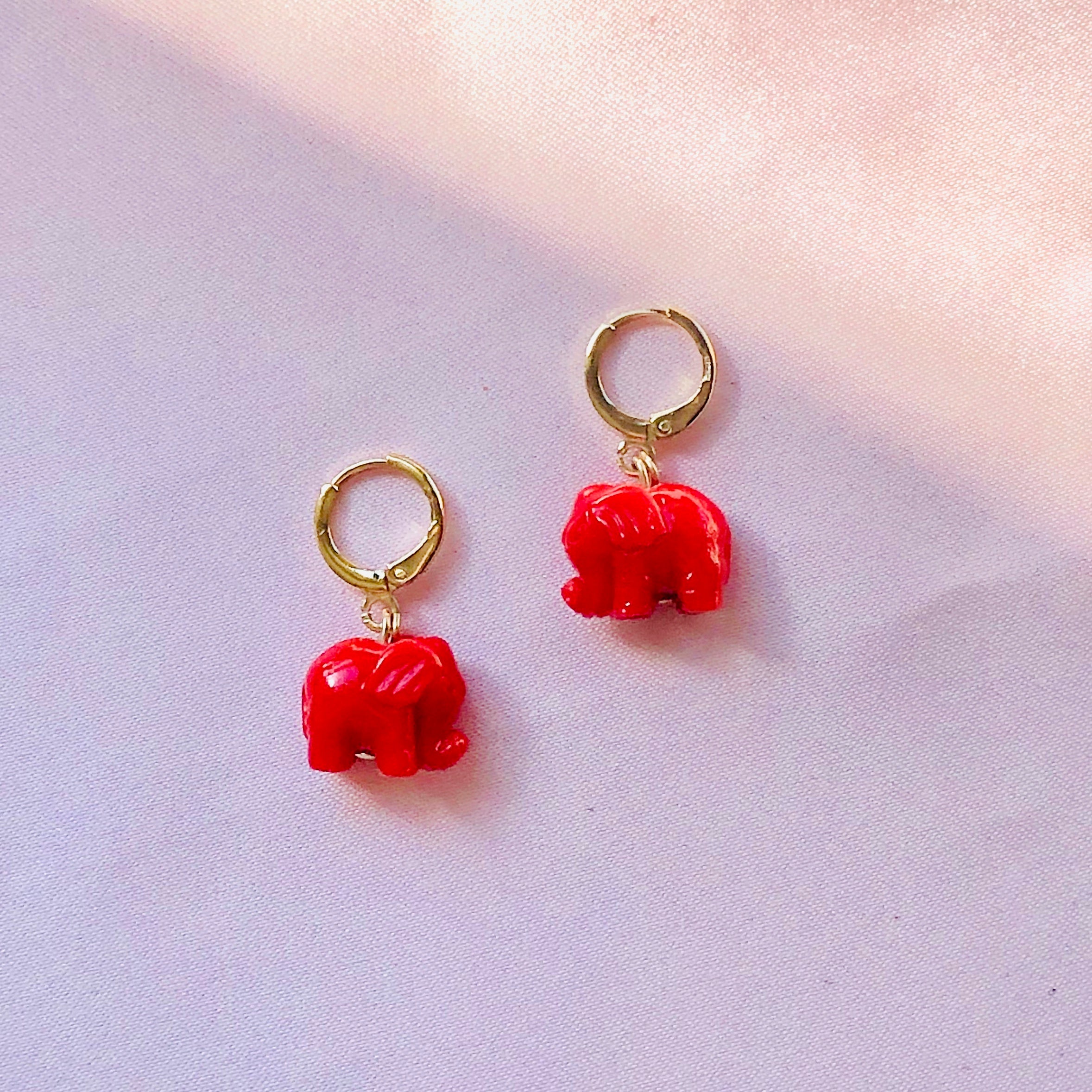 Red Elephant Earrings