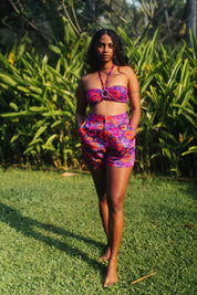 Oriental Poppy High Waist Shorts