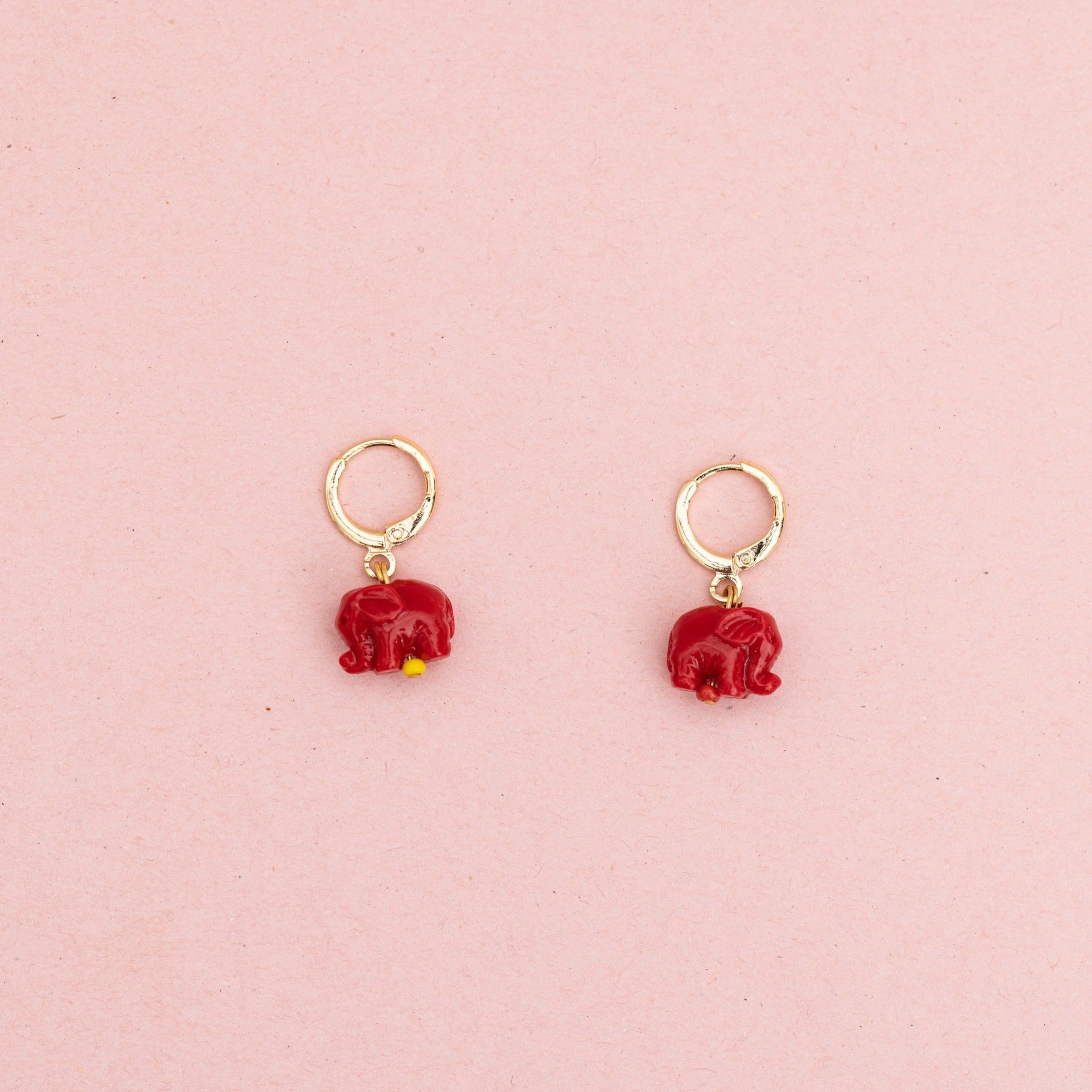 Red Elephant Earrings